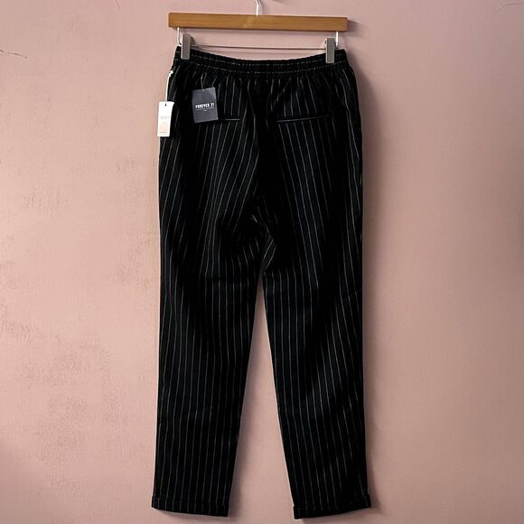 Forever 21 Black Striped High-Waisted Pants Size M NWT - Picture 3 of 11